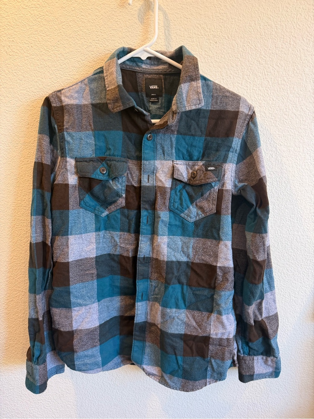 Vans Teal, Black & Gray Plaid Flannel Shirt Jacket